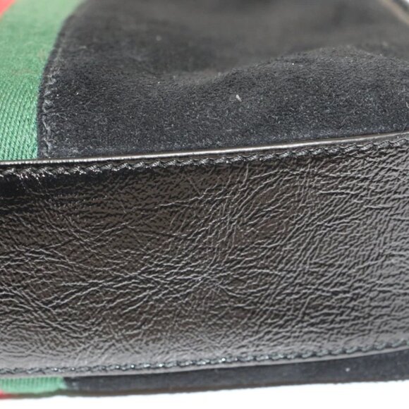 Gucci Suede Patent Web GG Small Ophidia Dome Shoulder Bag - Black - Picture 5 of 14